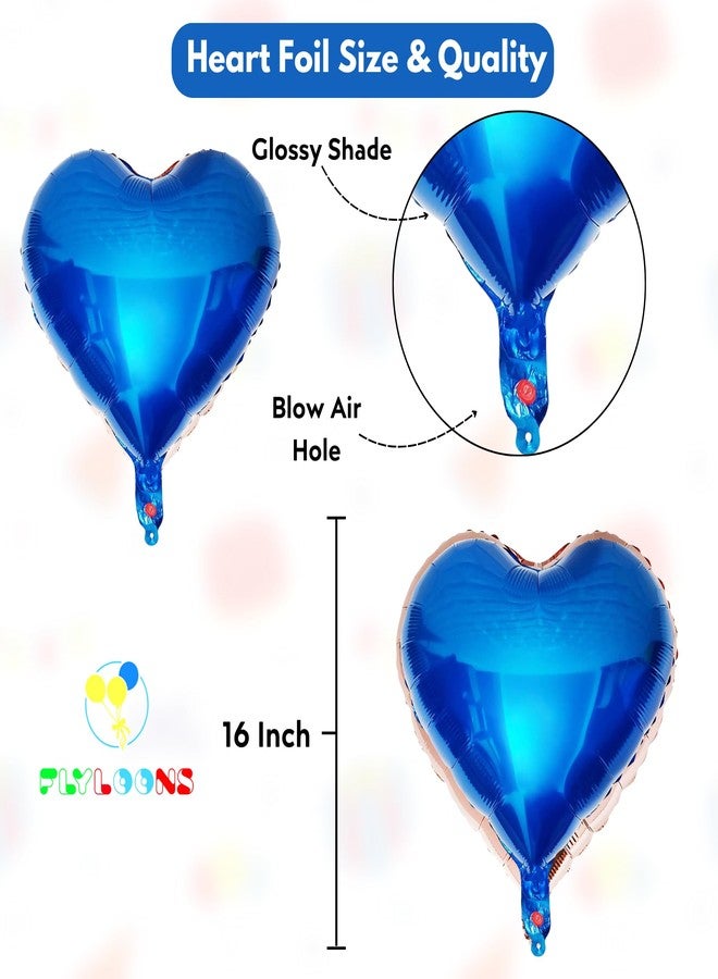 Flyloons Happy Birthday Decoration Kit Blue White for Baby Boys Girls Kids Husband Wife Father Mother With 20 Pcs Balloons Birthday Banner 2 Pcs Heart Items Set - Image 3